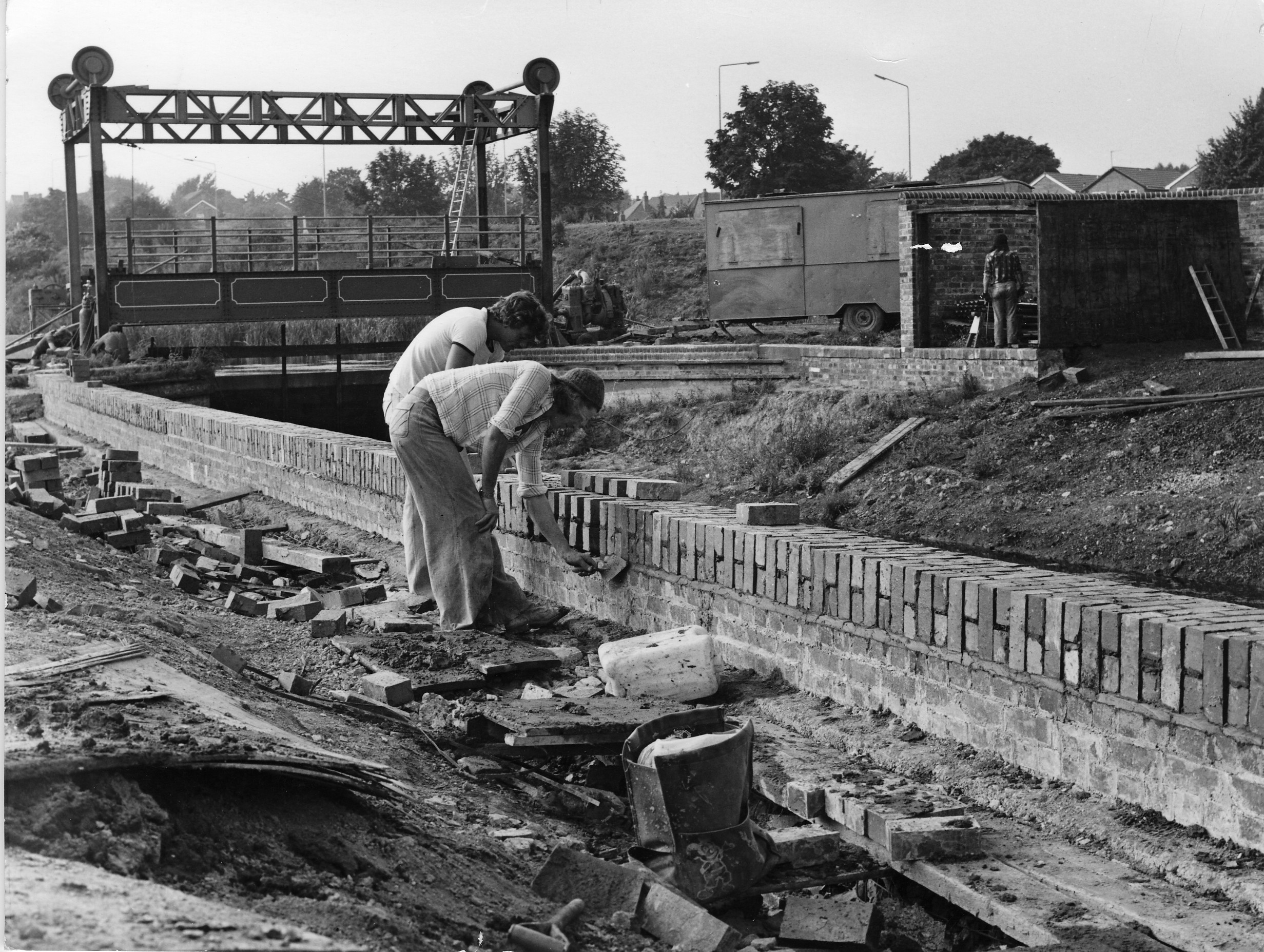 Rebuilding The Canal Wall After Installing Lifting Bridge 1977